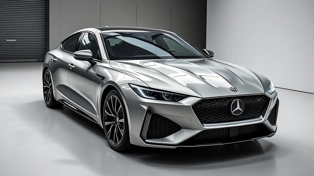 2024 luxury sedan sports car sleek design low profile aggressive grille high-end automotive photography