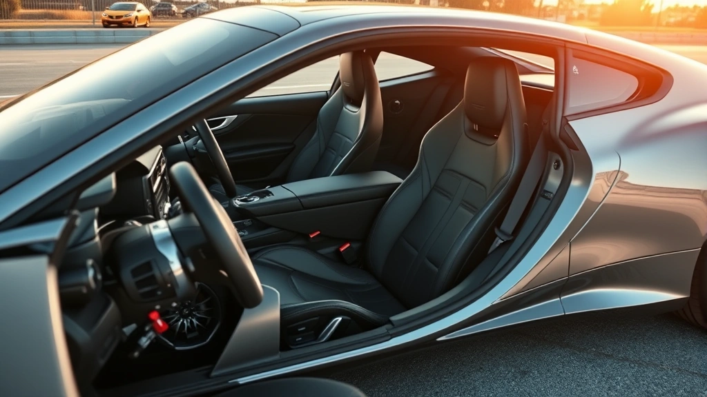 Professional automotive photography of a luxury sports sedan with turbocharged engine, showcasing sleek aerodynamic design, premium interior cabin with leather seating, and dynamic performance stance in natural daylight