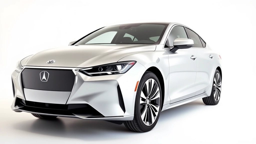 Modern luxury sedan in silver metallic paint, three-quarter front view, sleek LED headlights, professional studio lighting, high-end automotive photography, white background, premium vehicle showcase