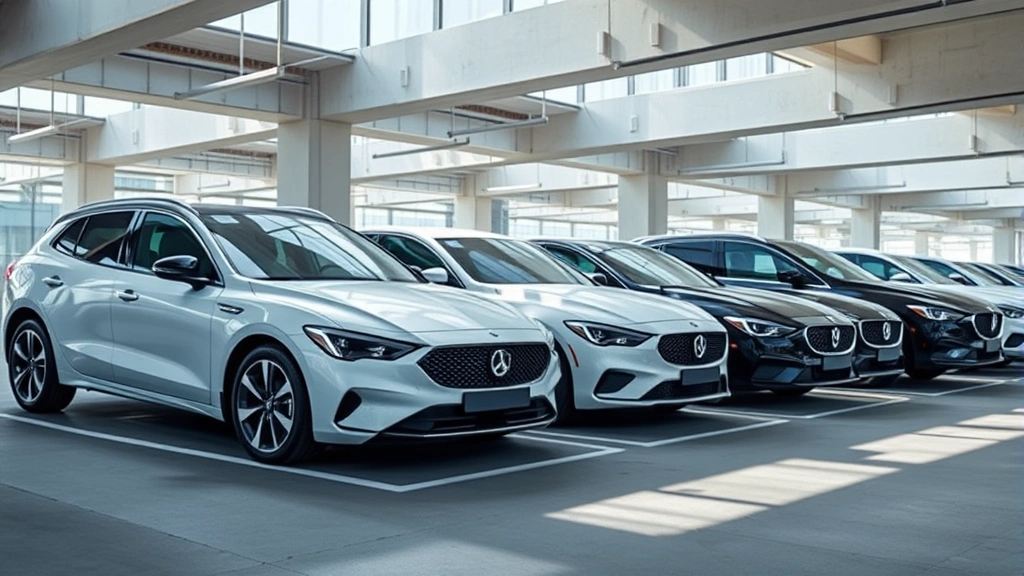 Multiple 2024 sedans lined up side by side in modern parking structure, including compact luxury and midsize family vehicles, natural lighting, wide angle view showcasing different sedan body styles