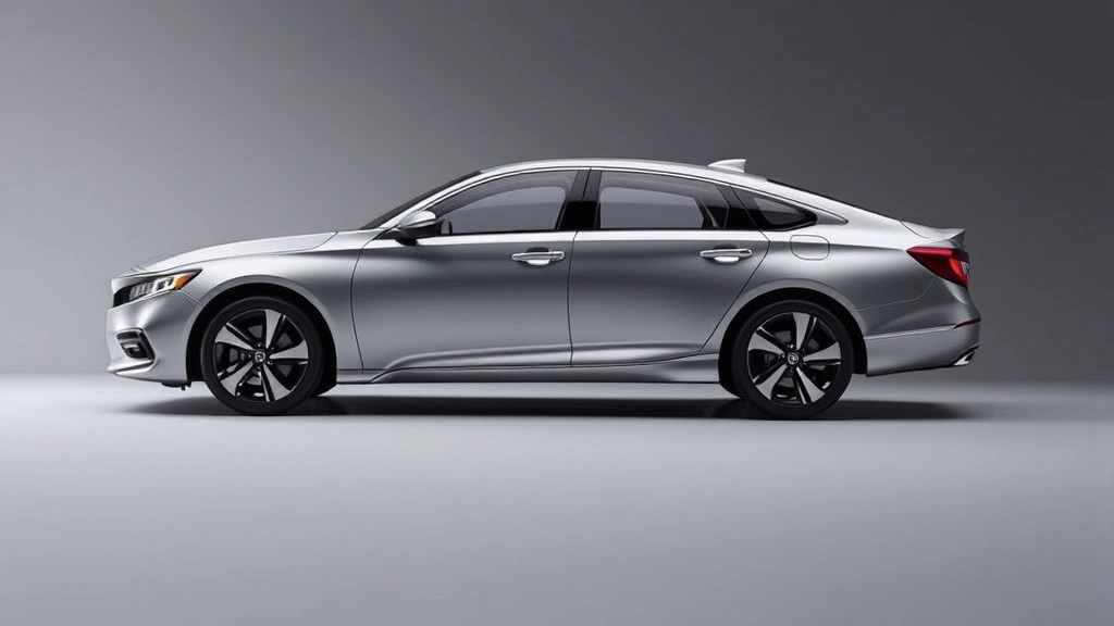 Honda Accord 2024 model, sleek sedan profile, modern design lines, captured from side angle against neutral background, contemporary styling, realistic automotive showcase lighting