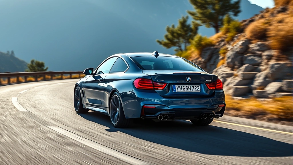 BMW M440i xDrive metallic blue sedan dynamic driving shot on winding mountain road showing responsive handling and performance capabilities