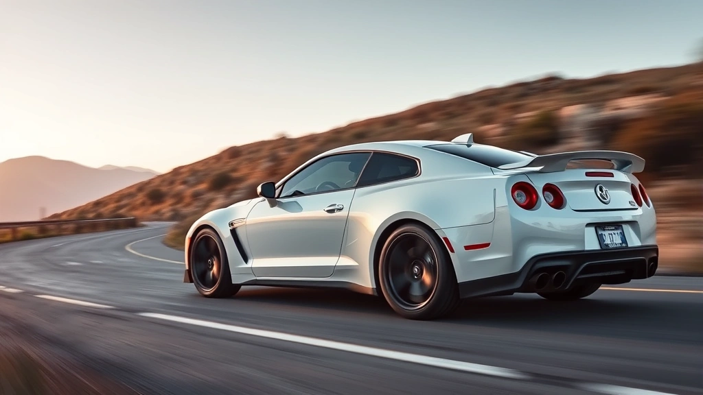 High-performance sport sedan with aggressive stance, dynamic side profile, and muscular proportions captured mid-drive on winding road