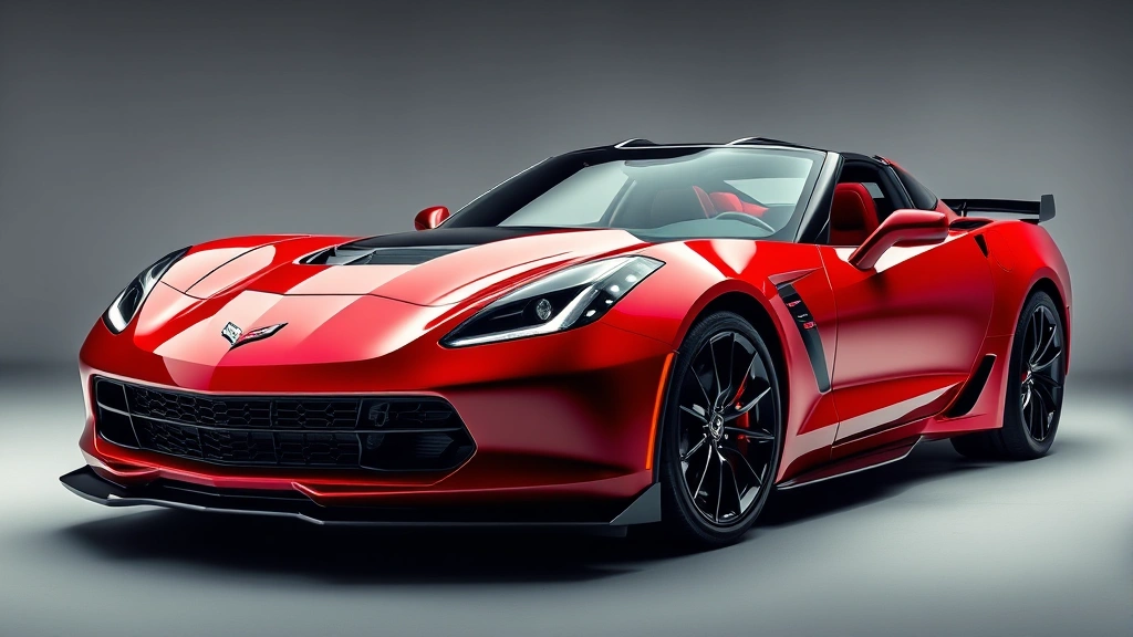 Chevrolet Corvette sports car mid-engine architecture showcase, vibrant color photography, professional automotive studio setting, sleek aerodynamic design highlight, performance aesthetic