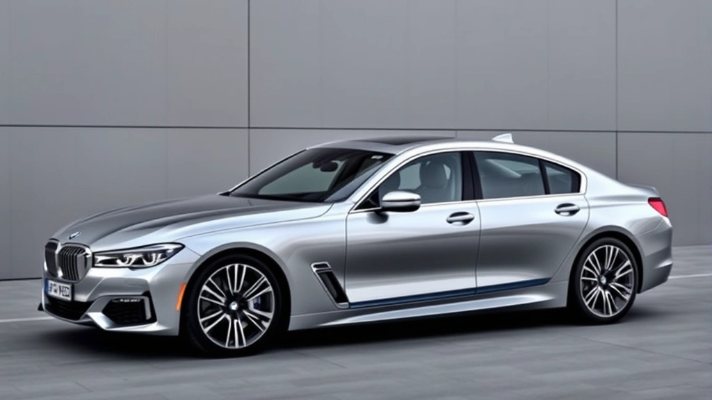 Luxurious BMW i7 full-size sedan in metallic silver photographed from elevated angle showing elegant proportions and premium design details