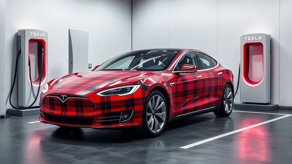 Tesla Model S Plaid electric sedan at modern charging station, minimalist contemporary environment, clean automotive photography, futuristic EV technology showcase