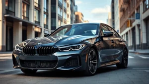 2024 BMW M440i xDrive sedan parked on modern urban street, turbocharged luxury performance vehicle with aggressive M Sport styling, professional automotive photography, daylight, clear skies