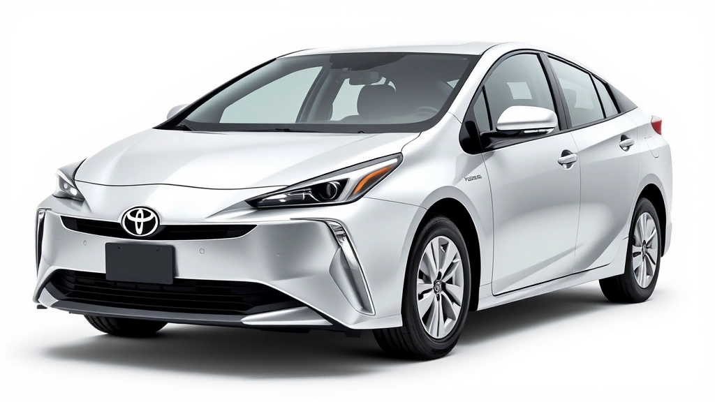 2024 Toyota Prius Prime plug-in hybrid sedan front three-quarter view in silver metallic, modern compact car design, clean background