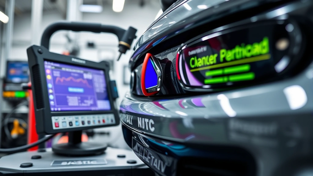 Close-up of sophisticated automotive testing equipment and diagnostic tools used for vehicle performance evaluation and technical analysis