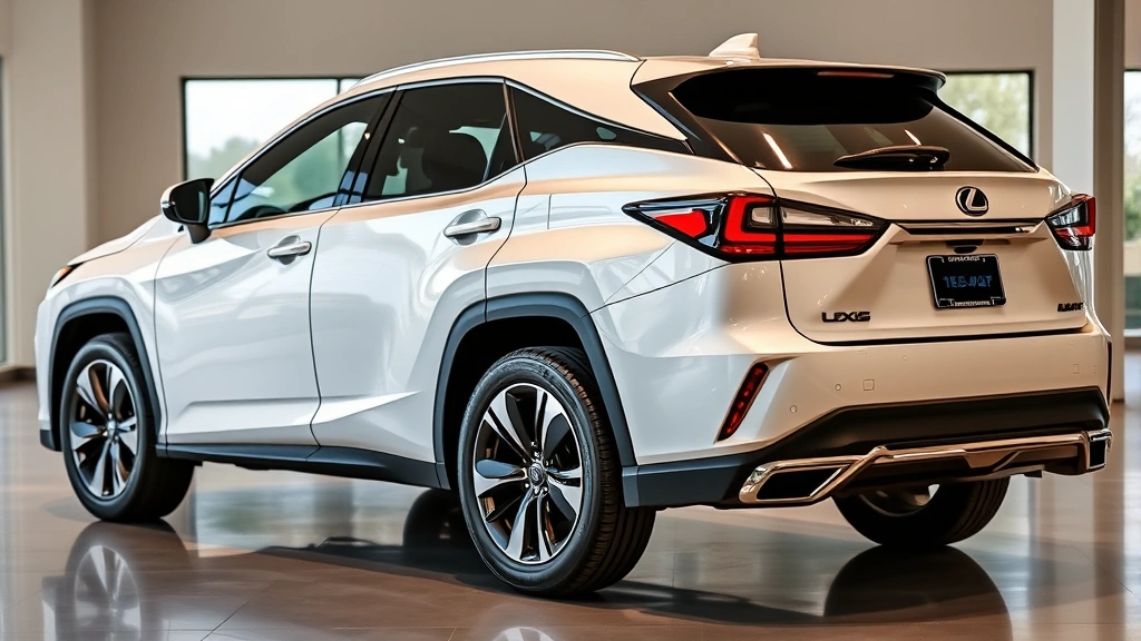2024 Lexus RX 500h F Sport luxury hybrid SUV pearl white exterior, modern design elements, premium appointments visible through windows, upscale automotive setting
