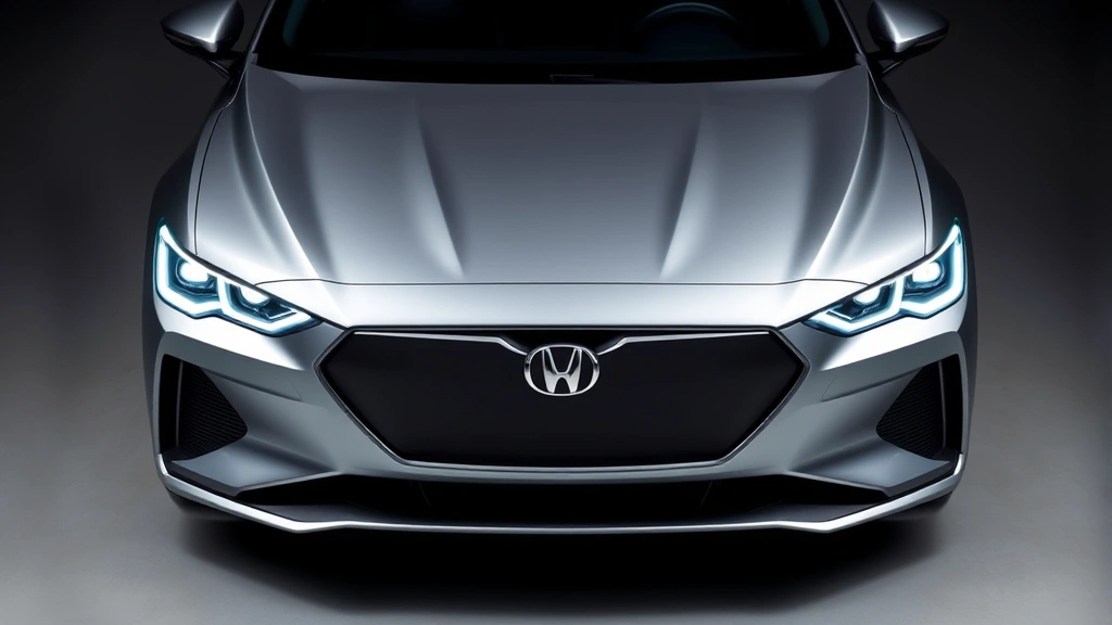 Sleek modern sedan from above showing aggressive front grille and LED headlights, silver metallic finish, professional automotive photography style