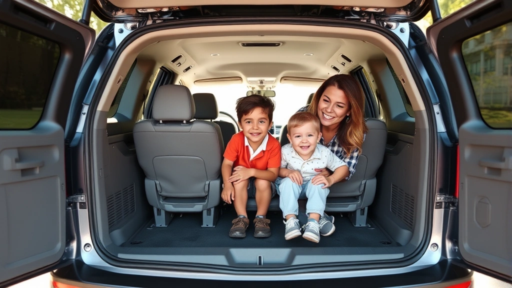 Family Honda Odyssey minivan with sliding doors open, spacious interior visible with multiple seating configurations, bright natural lighting showing interior quality and practical storage